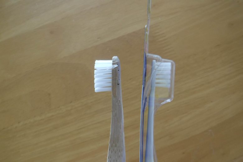 竹製歯ブラシ削った後の比較